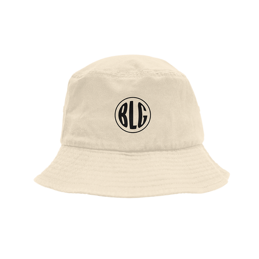 Official Boys Like Girls Merchandise. Bucket hat featuring the BLG circle logo design on a cream colored hat. 