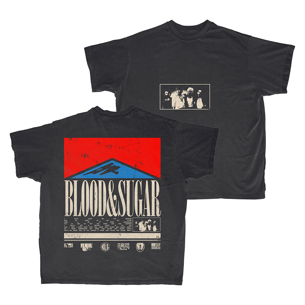 Official Boys Like Girls Merchandise. 100% cotton unisex t-shirt with a classic fit featuring the blood and sugar mountains design.