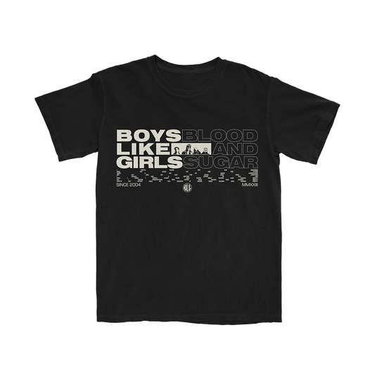 Official Boys Like Girls Merchandise. 100% cotton unisex t-shirt with a classic fit featuring the text block design.